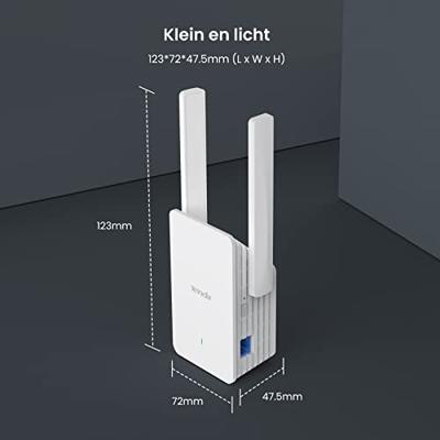 Tenda WiFi Versterker WiFi Repeater AX3000 (A33), WiFi Extender 6 Wi-FI Booster, 2 * 5dBi Antennes, Slimme LED Indicator, Eenvoudige Configuratie, Compatibel met alle Internet Boxen- Wit