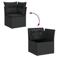 10-delige Loungeset met kussens poly rattan zwart - thumbnail