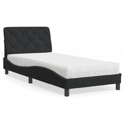 Bed met matras fluweel zwart 80x200 cm