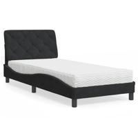 Bed met matras fluweel zwart 80x200 cm - thumbnail