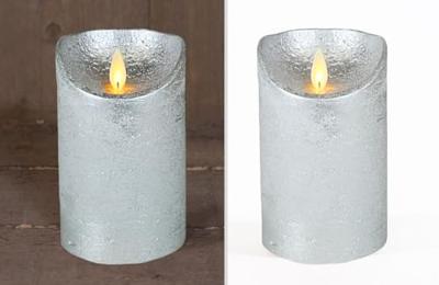 LED Kaars Wax Zilver 10cm - thumbnail