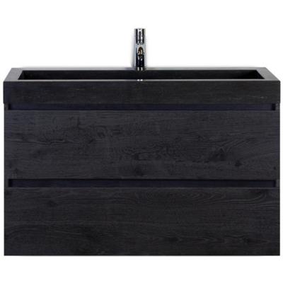 Maxx XL Badmeubelset 100 cm - Black Oak - Wastafel Lucca 1 Kraangat