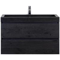 Maxx XL Badmeubelset 100 cm - Black Oak - Wastafel Lucca 1 Kraangat - thumbnail