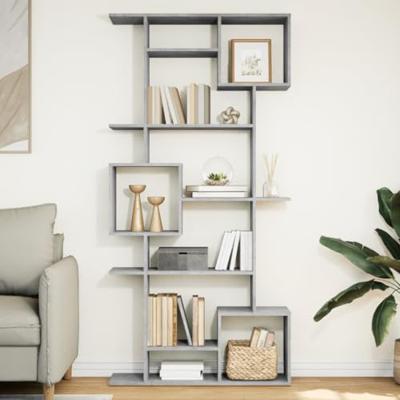 Boekenkast 92x29x188 cm bewerkt hout betongrijs