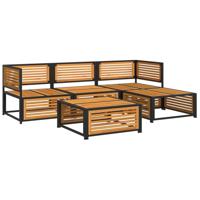5-delige Loungeset met kussens massief acaciahout - thumbnail