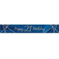 Foliebanner 21 Jaar Navy Blauw/Goud (275cm) - thumbnail