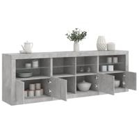 Dressoir met LED-verlichting 202x37x67 cm betongrijs - thumbnail