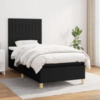 Boxspring met matras stof zwart 90x200 cm - thumbnail