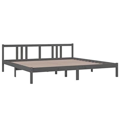 Bedframe massief hout grijs 200x200 cm Bedframe massief hout grijs 200x200 cm