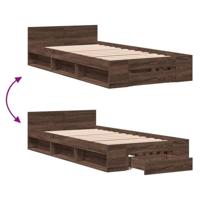 Bedframe met lade bewerkt hout bruin eikenkleurig 90x190 cm - thumbnail