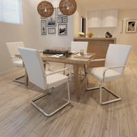 Eetkamerstoelen 4 st kunstleer wit - thumbnail