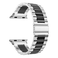 Stalen schakelband - Zilver met zwart - Geschikt voor Apple watch 44mm / 45mm / 46mm / 49mm - thumbnail