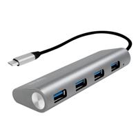 LogiLink UA0309 UA0309 USB-hub 4 poorten USB-A USB 3.1 Gen1 5 GBit/s Met USB-C stekker Grijs - thumbnail