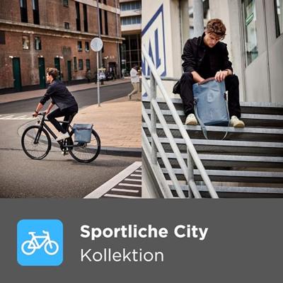 Basil city shopper - fietsshopper, grijs melee, 14-16l, vegan leder, waterkerende vouwsluiting, reflectie - thumbnail