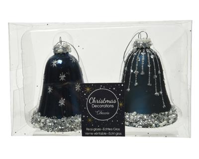 Klok glas d6,50h8 cm nachtblw a2 2st Decoris - Decoris