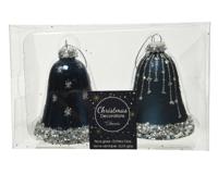 Klok glas d6,50h8 cm nachtblw a2 2st Decoris - Decoris - thumbnail