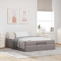 Bedframe met opslag Taupe 160 x 200 cm Stof - thumbnail