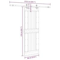 Schuifdeur met beslag 80x210 cm massief grenenhout - thumbnail
