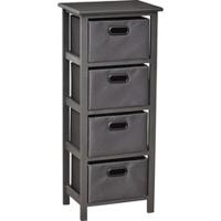 Zeer Mooie Ladekast met 4 Manden/Laden 93x41x31cm - Ladekast - MDF Hout - Antraciet/Zwart - Opbergen - Meubel - Interieur - Polyester - Manden - thumbnail
