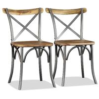 VidaXL Eetkamerstoelen 2 st massief mangohout - thumbnail