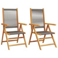 Tuinstoelen 2 st massief acaciahout en polypropeen grijs - thumbnail