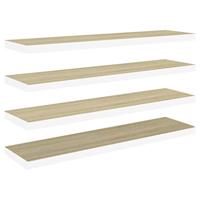 VidaXL Wandschappen zwevend 4 st 90x23,5x3,8 cm mdf eikenkleurig wit - thumbnail