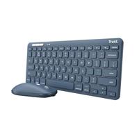 Trust lyra multi-device wireless keyboard & mouse, desktopset (blauw, us lay-out, scissor switches, 800 - 1.600 dpi, 2,4 ghz usb, bluetooth, 65%) - thumbnail