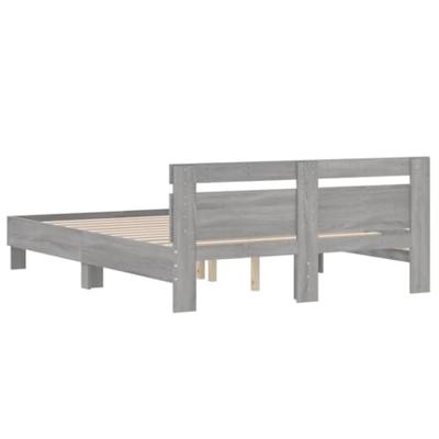 Bedframe met hoofdeinde bewerkt hout grijs sonoma 140x200 cm