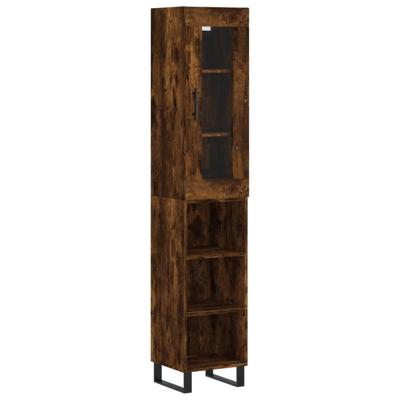 Hoge kast 34,5x34x180 cm bewerkt hout gerookt eikenkleurig