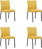 Set van 4 Gele leren moderne eetkamerstoelen Basic - poot vierkant zwart - Toledo Leer Giallo (geel leer) - thumbnail