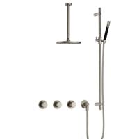 Hotbath Cobber X - CX7067 - Inbouw Regendoucheset - Geborsteld Nikkel - 2 Stopkranen - Thermostatisch - Plafondbuis 30 cm - Hoofddouche 200 mm - Staafhanddouche - Glijstang 900 mm - Waterbesparend - thumbnail