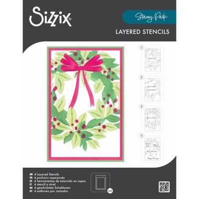 Sizzix • a6 stencil 4pcs a wreath in time by stacey park