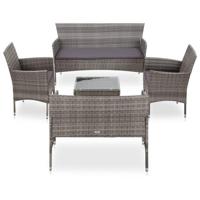 5-delige Loungeset met kussens poly rattan grijs - thumbnail