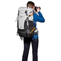 Lowepro PhotoSport PRO BP 55L, rugzak voor reflex- en spiegelloze camera's, toegang voor en achter, verwijderbare camera-inzetstuk, accessoirebanden, maat: S/M, kleur donker/lichtgrijs, Grijs, M, PRO - thumbnail