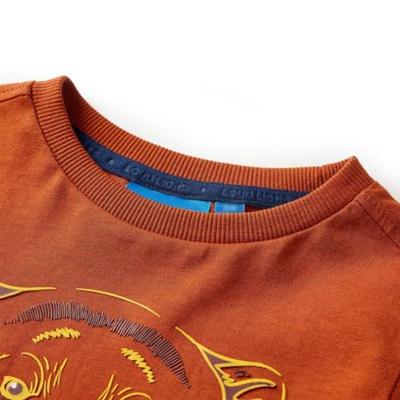 Kindershirt met lange mouwen berenprint 104 lichtroestkleurig