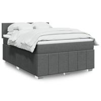 Boxspring met matras stof donkergrijs 140x200 cm - thumbnail