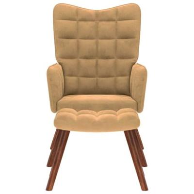 Relaxstoel met voetenbank fluweel bruin