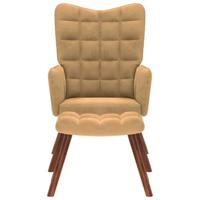 Relaxstoel met voetenbank fluweel bruin - thumbnail