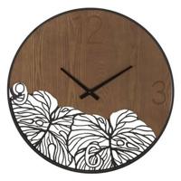 Mauro Ferretti Leaf Ronde wandklok in hout en metaal bruin - thumbnail