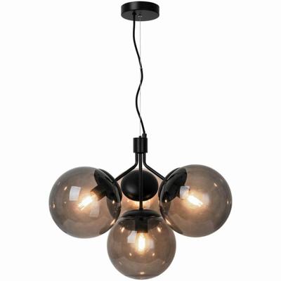 Kroonluchter modern zwart Nordlux 'Ivona' E27 fitting smokeglas 55 cm Kroonluchter modern zwart Nordlux 'Ivona' E27 fitting smokeglas 55 cm