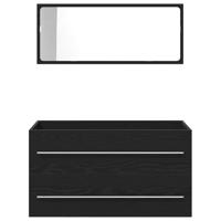 Wasbak Kast met lade Zwart Eiken 90 x 45 x 1.5 cm Bewerkt hout - thumbnail