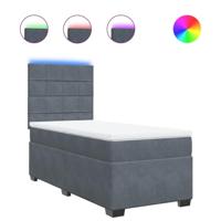Boxspring met matras fluweel donkergrijs 90x200 cm - thumbnail