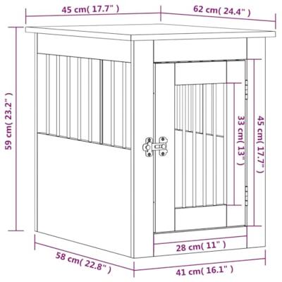 Hondenbench 45x62x59 cm bewerkt hout gerookt eikenkleurig