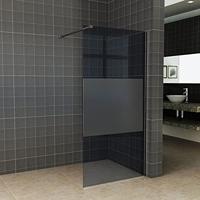 Wiesbaden Inloopdouche Slim Rookglas met Middenband 120x200 8 mm Nano Coating - thumbnail