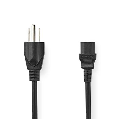Stroomkabel | USA Male | IEC-320-C13 | Recht | Recht | Vernikkeld | 2.00 m | Rond | PVC | Zwart Stroomkabel | USA Male | IEC-320-C13 | Recht | Recht | Vernikkeld | 2.00 m | Rond | PVC | Zwart