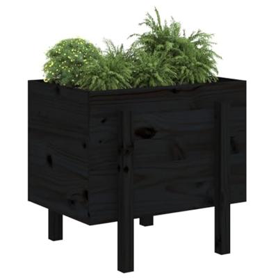 VidaXL Plantenbak 62x50x57 cm massief grenenhout zwart VidaXL Plantenbak 62x50x57 cm massief grenenhout zwart