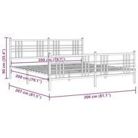 Bedframe met hoofd- en voeteneinde metaal wit 200x200 cm - thumbnail