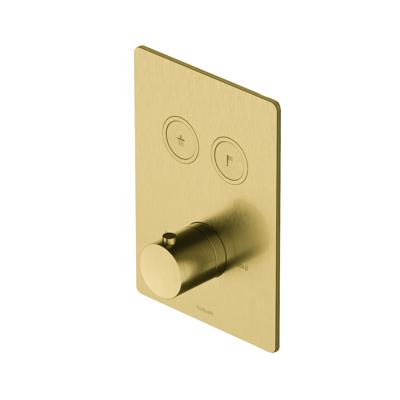 Douchethermostaat Hotbath Cobber Inbouw 2 Pushbuttons Vierkant Geborsteld Messing PVD (excl. inbouwdeel)