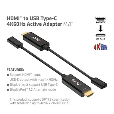 Club 3D HDMI to USB Type-C 4K60Hz Active Adapter M/F Club 3D HDMI to USB Type-C 4K60Hz Active Adapter M/F