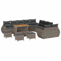 Tuinbankenset 14 pcs Grijs poly rattan - thumbnail